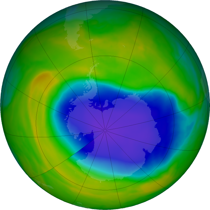 Antarctic ozone map for 07 November 2023